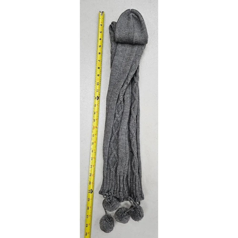 Women Long Socks Crochet Over Knit Winter Knee Leg Warmers Boot Cuff w/ Pompoms